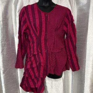 Striped Button Down Shirt - Red